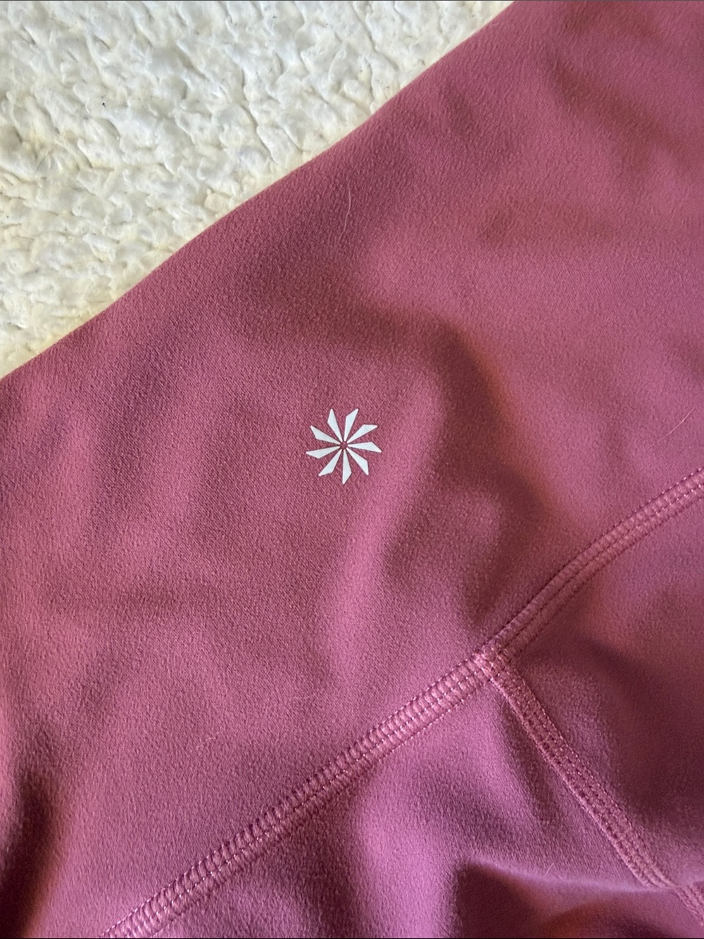 Athleta Maroon and Blush Colorblock High-Rise Capri Leggings - Picture 7 of 7
